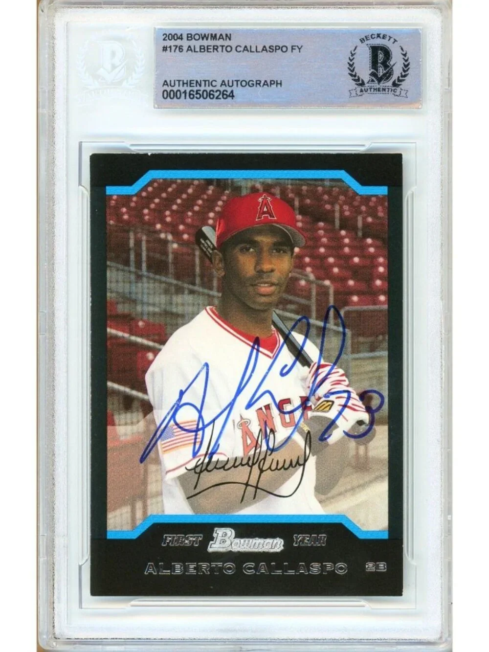 Alberto Callaspo Signed 2004 Bowman #176 Los Angeles Angels BAS Slabbed Auto